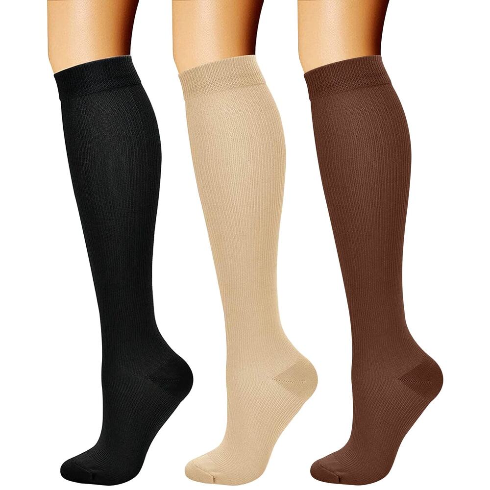 New Unisex s/m 3 Pack of Charmking Compression Socks in Neutral Colors